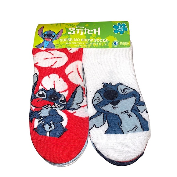 DISNEY LILO AND STITCH SUPER NO SHOW SOCK SIZE 4-10 - Picture 1 of 4